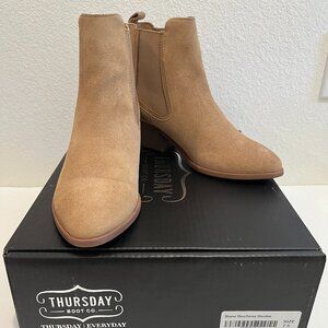 Thursday Boot Co Duchess Bootie in Dune (tan), Women's 7.5, Suede Heeled Chelsea
